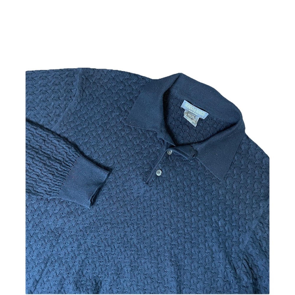 Mondo Di Marco Men's Black Polo Light Cable Sweater XXL 56 Made in Italy‎